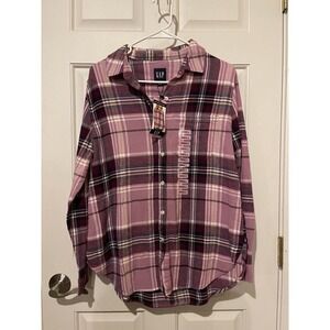 Gap Plum Purple Shirt Plaid Button Down Long Sleeve Women’s Size Small